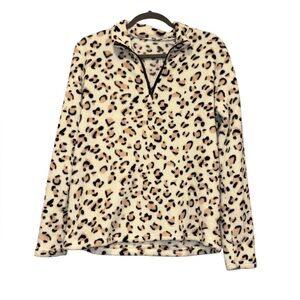 Girls XL Leopard Print Fleece Quarter Zip (Fits Women’s S/M)